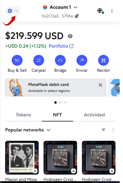 Menú de redes
